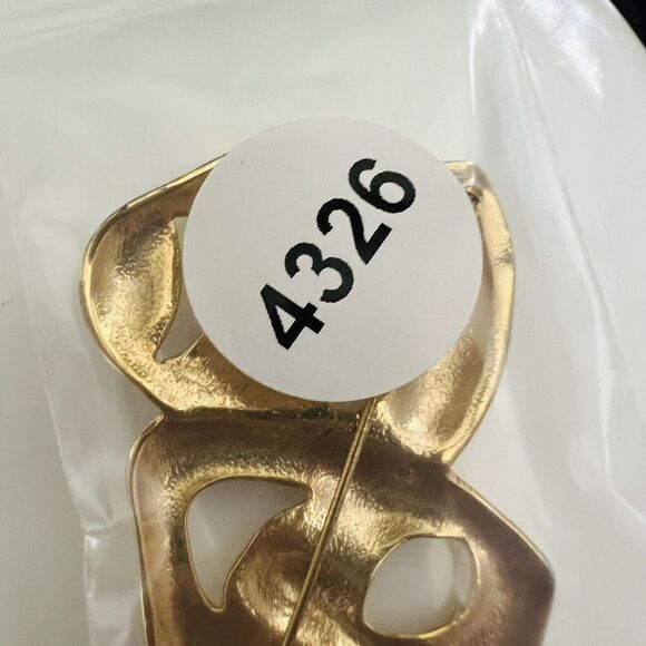 Vintage Comedy Tragedy Theater Face Mask Shiny Gold Tone Pin Drama Brooch 4326 - Picture 9 of 9